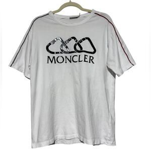 MONCLER White Logo‎ Maglia T-Shirt Men’s Size Medium Designer Luxury Streetwear